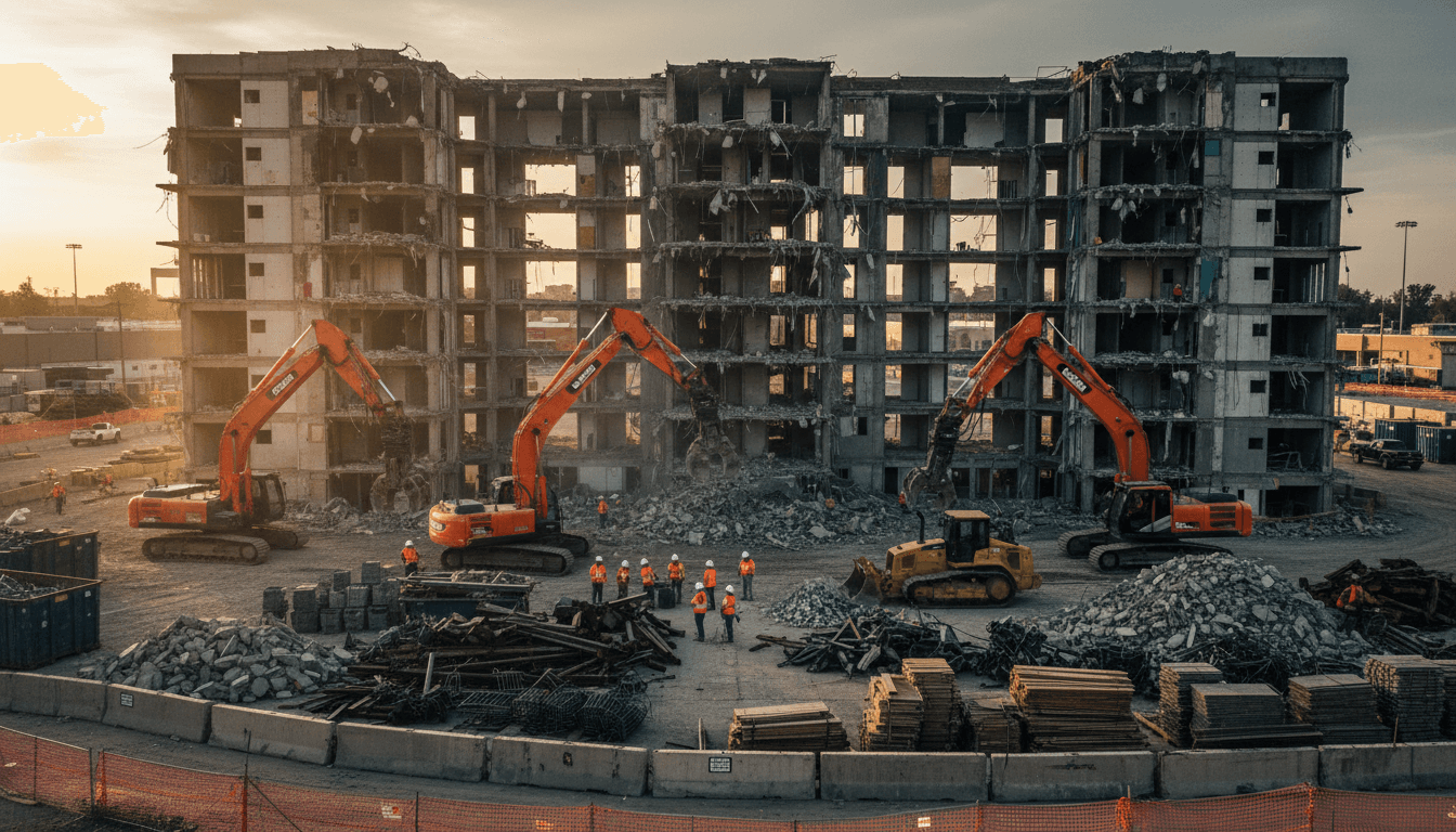 Westbank Demolition Group crew operating equipment on demolition site